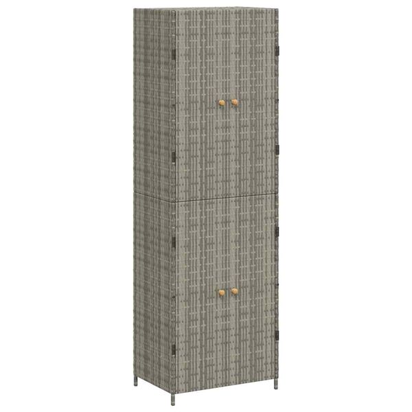 vidaXL opbevaringsskab til haven 59x40x180 cm polyrattan grå