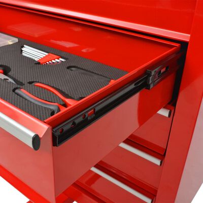 vidaXL værktøjsvogn med 269 stykker værktøj stål rød