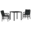 vidaXL Have Spisebordss&aelig;t med pude 3 pcs Sort polyrattan