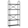 vidaXL Bogreol 5 niveauer 80 x 30 x 183 cm Konstrueret tr&aelig; Sort eg
