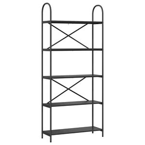 vidaXL Bogreol 5 niveauer 80 x 30 x 183 cm Konstrueret tr&aelig; Sort eg
