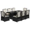 vidaXL spisebordss&aelig;t til haven 9 dele med hynder polyrattan sort