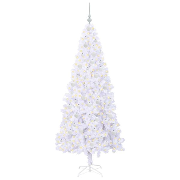 vidaXL Kunstigt juletræ med 300 LED'er Hvid 210 cm PVC og Stål