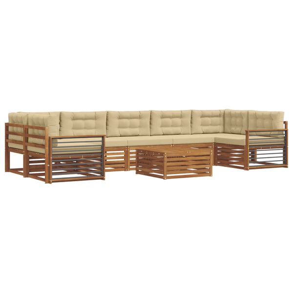 vidaXL Udend&oslash;rs sofagruppe med pude 8 pcs Naturlig og Beige