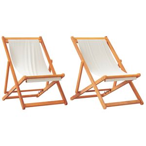 vidaXL Klapstole 2 stk. cremehvidt stof