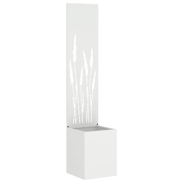 vidaXL Have privatliv skærm Fretwork Hvid 32 x 140 cm Koldvalset stål