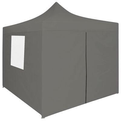 vidaXL foldbart festtelt pop-up med 4 sidevægge 3 x 3 m antracitgrå