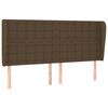 vidaXL sengegavl med kanter 163x23x118/128 cm stof m&oslash;rkebrun
