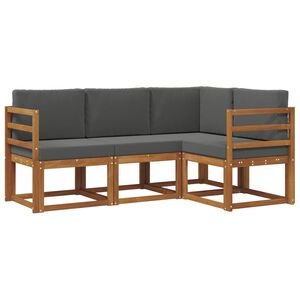 vidaXL Udend&oslash;rs sofagruppe med pude 4 pcs Naturlig og Antracit