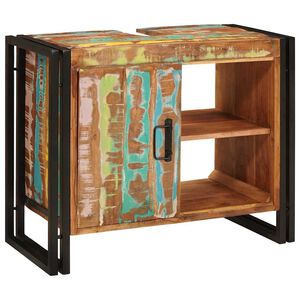 vidaXL Vaskeskab med d&oslash;r Flerfarvet 71 x 33 x 58 cm Solid genbrugs tr&aelig;