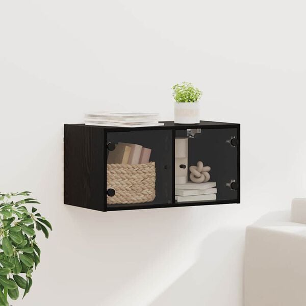 vidaXL V&aelig;gskab V&aelig;gmonteret Sort eg 68 x 37 x 35 cm Konstrueret tr&aelig;