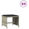 vidaXL haveskamler 4 stk. med hynder 40x40x35 cm polyrattan lysegr&aring;