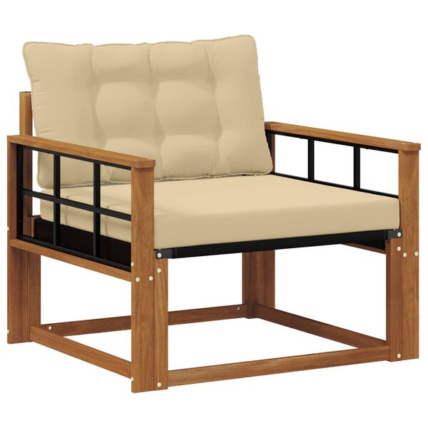 vidaXL Udend&oslash;rs sofagruppe Massiv akacietr&aelig; og Textilene Naturfarvet