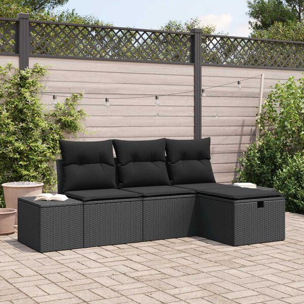 vidaXL Sofa S&aelig;t med pude 4 pcs polyrattan