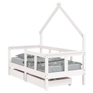 vidaXL sengeramme til juniorseng m. skuffer 70x140 cm massivt fyr hvid