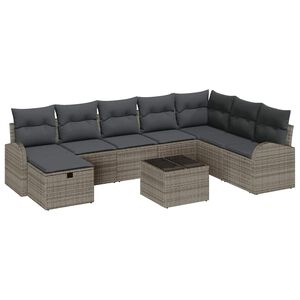 vidaXL Sofa S&aelig;t med pude med opbevaring Gr&aring; polyrattan