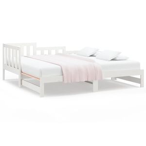 vidaXL daybed med udtr&aelig;k 2x(90x190) cm massivt fyrretr&aelig; hvid