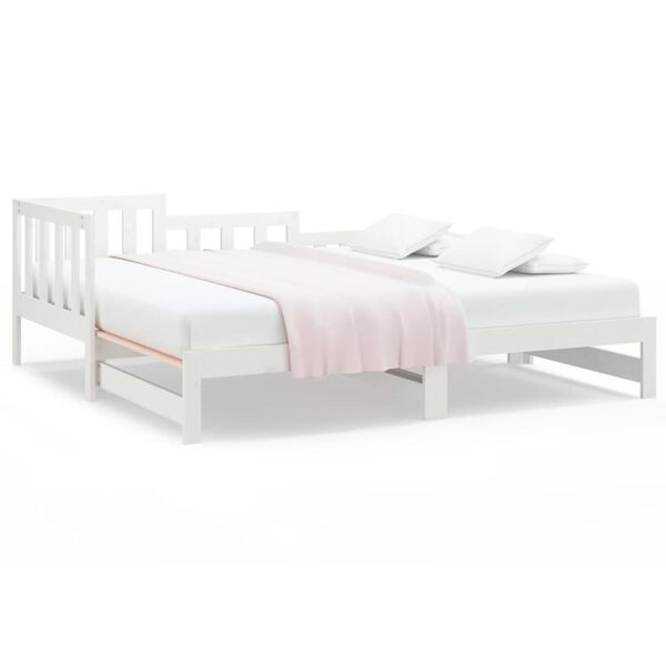 vidaXL daybed med udtr&aelig;k 2x(90x190) cm massivt fyrretr&aelig; hvid