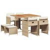 vidaXL spisebordss&aelig;t til haven 9 dele med hynder polyrattan beige