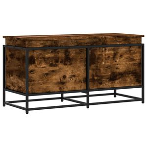 vidaXL opbevaringsboks med l&aring;g 100x40x51,5 cm konstrueret tr&aelig; r&oslash;get eg