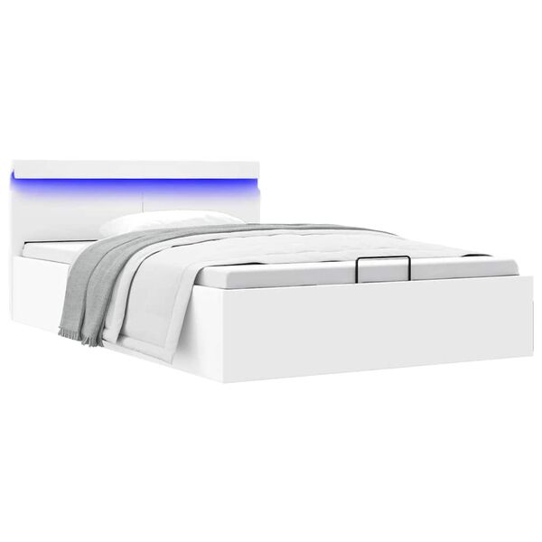 vidaXL hydraulisk opbevaringsseng 140x200 cm kunstl&aelig;der hvid