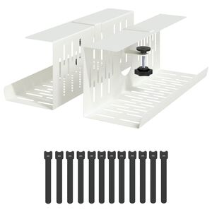 vidaXL Under bordkableh&aring;ndteringstr&aring; 2 stk. Hvid 35 x 12 x 13 cm St&aring;l