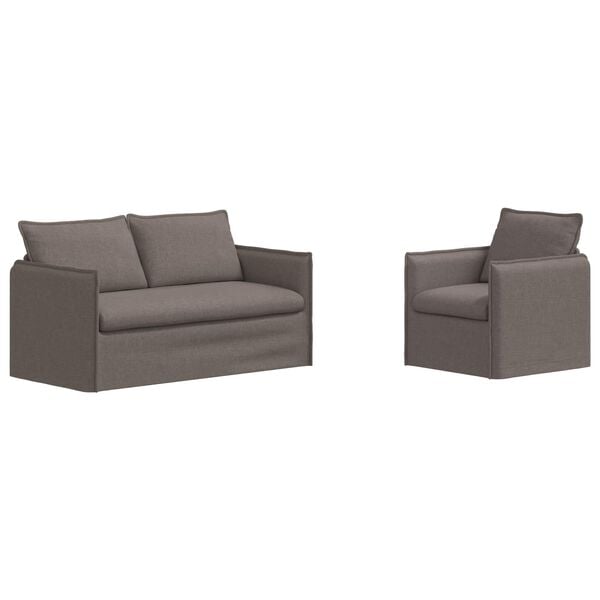 vidaXL Sofa 2 pcs Gr&aring;brun 196 x 82 x 85 cm Stof