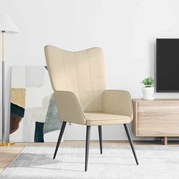 vidaXL lænestol stof cremefarvet