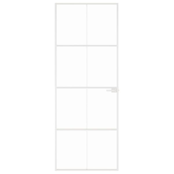 vidaXL d&oslash;r 76x201,5 cm h&aelig;rdet glas og aluminium hvid