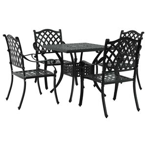 vidaXL Havebord s&aelig;t 5 pcs Sort Gustt aluminium