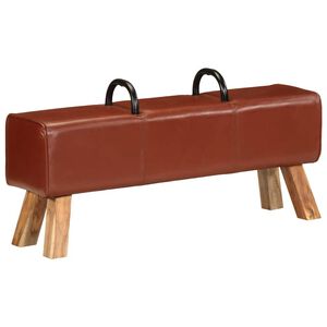 vidaXL gymnastikbuk 110 cm &aelig;gte skind brun