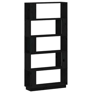 vidaXL bogreol/rumdeler 80x25x163,5 cm massivt fyrretr&aelig; sort