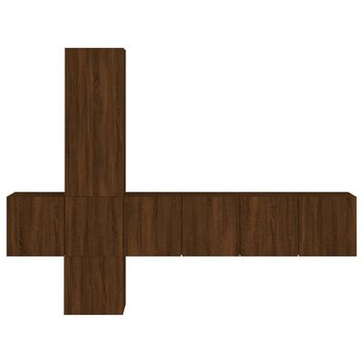 vidaXL tv-møbel til væg 5 dele konstrueret træ brun egetræsfarve