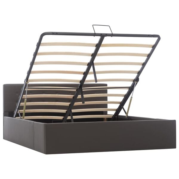 vidaXL hydraulisk opbevaringsseng 140x200 cm kunstl&aelig;der gr&aring;