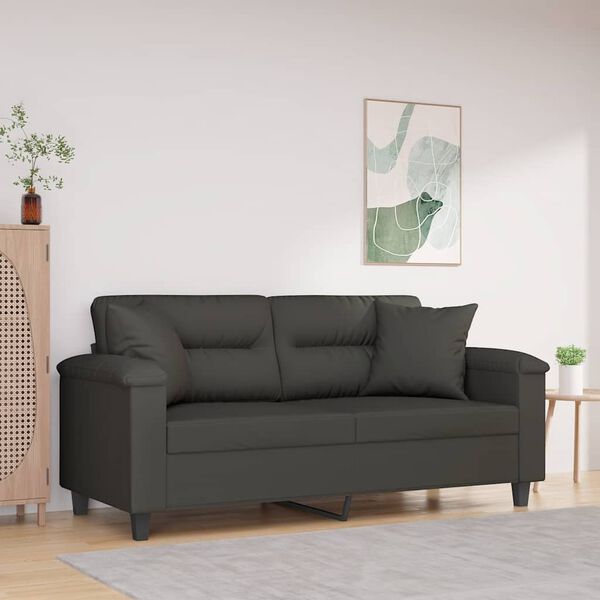 vidaXL 2-personers sofa m. puder hynder 140 cm mikrofiberstof m&oslash;rkegr&aring;