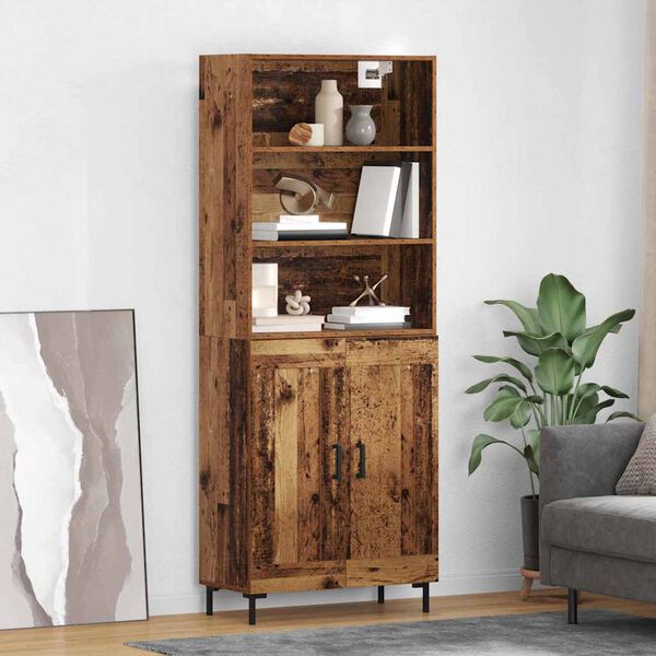 vidaXL Highboard Gammelt tr&aelig; 69,5 x 34 x 180 cm Konstrueret tr&aelig;