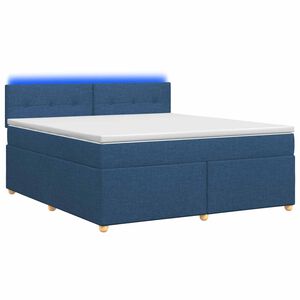 vidaXL Boxmadras med topmadras med hovedg&aelig;rde Bl&aring; 140 x 190 cm Stof