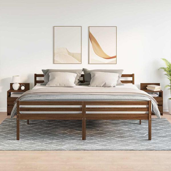 vidaXL sengeborde 2 stk. med 2 skuffer 40x33x60 cm brun egetr&aelig;sfarve