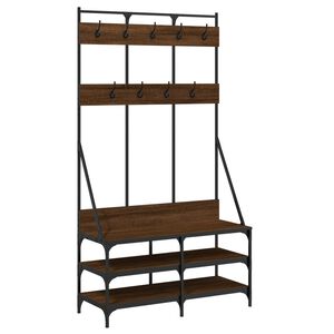 vidaXL t&oslash;jstativ med skoopbevaring 100x40x184 cm brun egetr&aelig;sfarve