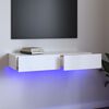 vidaXL tv-skab med LED-lys 90x35x15,5 cm hvid h&oslash;jglans