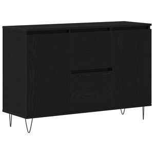 vidaXL Sideboard med skuffe Sort eg 101,5 x 35 x 70 cm Konstrueret tr&aelig;