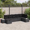 vidaXL Havesofa Sæt med pude 7 pcs Sort polyrattan