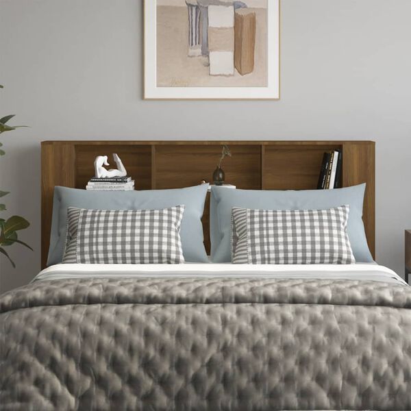 vidaXL sengegavl med opbevaring 180x18,5x104,5 cm brun egetræsfarve