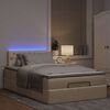 vidaXL ottoman seng med madras & LEDs 120x190cm stof cremefarvet