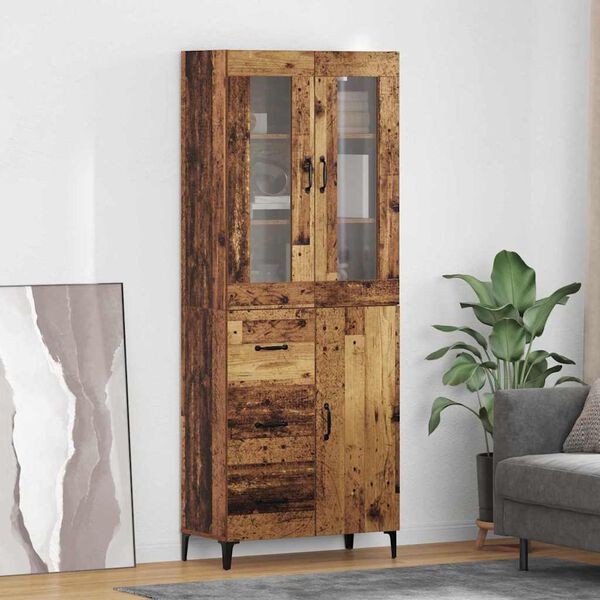 vidaXL Highboard Gammelt tr&aelig; 69,5 x 34 x 180 cm Konstrueret tr&aelig;