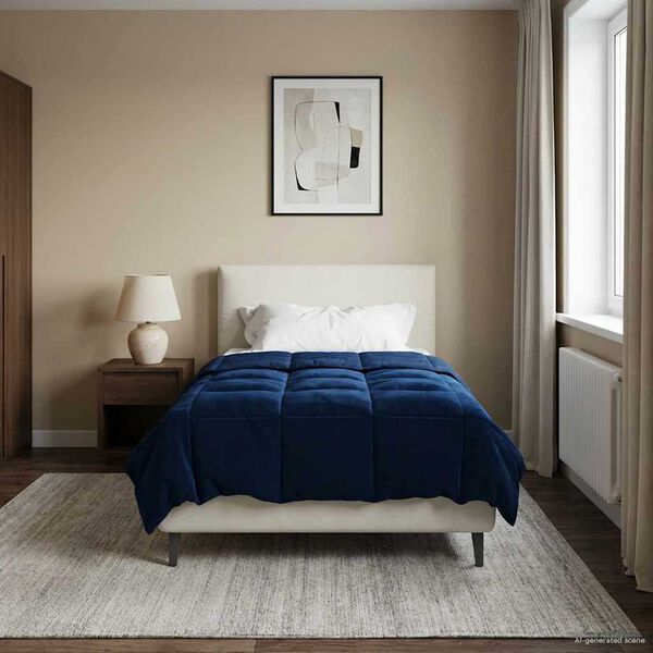 vidaXL Sommer dyne Quilting M&oslash;rk bl&aring; 135 x 220 cm Mikrofiber