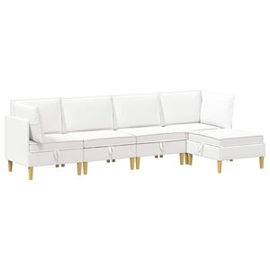 vidaXL Modulsofa s&aelig;t med opbevaring 5 pcs Hvid Stof