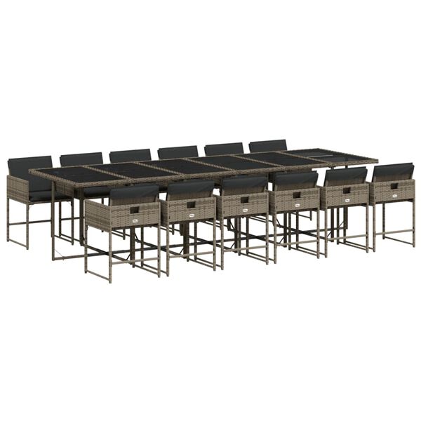 vidaXL spisebordss&aelig;t til haven 13 dele med hynder polyrattan gr&aring;