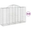 vidaXL buede gabionkurve 18 stk. 200x50x120/140 cm galvaniseret jern