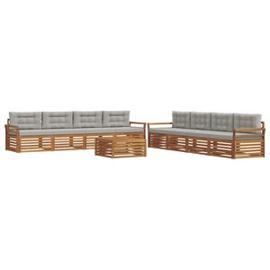 vidaXL Udend&oslash;rs sofagruppe med pude 9 pcs Naturlig og Lys Gr&aring;